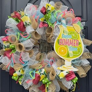 Colorful Summer Wreath with Sweet Summer Time Sign